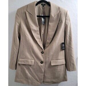 Express Luxe Lounge Oversized Blazer Size Medium Beige Neutral Office Career